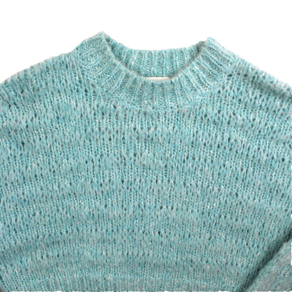 Aritzia Wilfred Sweater Alpaca Wool Medium Blue Cropped Fuzzy Chunky Knit Boxy - Picture 3 of 9